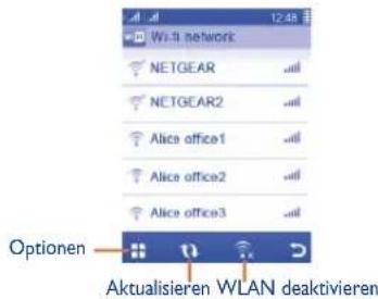 Wi-Fi network NETGEAR NETGEAR2 Alice office1 Alice office2 Alice office3 Optionen Aktualisieren WLAN deaktivieren