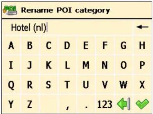 ROUTE 66 Chicago 9000 - Change the name of the selected POI category and confirm your choice √. - 1