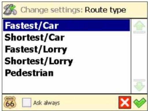 ROUTE 66 Chicago 9000 - Select the type of route that best reflects your navigation style: - 1