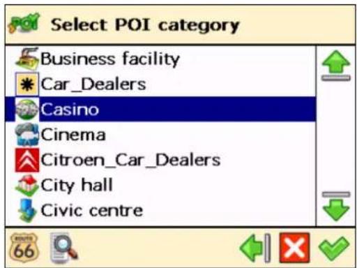 ROUTE 66 Chicago 9000 - Select a relevant POI category, for example Casino and confirm your choice √. - 1