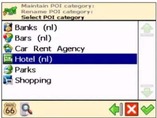 ROUTE 66 Chicago 9000 - Select a user-defined POI category and confirm your choice √. - 1