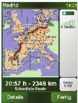 Madrid 14:31 20:57 h - 2349 km Schnellste Route Details Fertig Verkre € 0,000