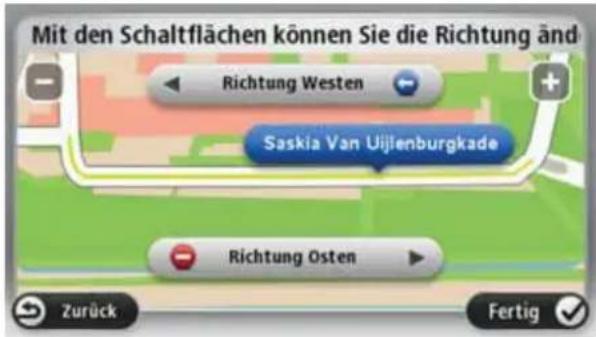 Mit den Schaltflächen können Sie die Richtung änd Richtung Westen Saskia Van Uijlenburgkade Richtung Osten Zurück Fertig