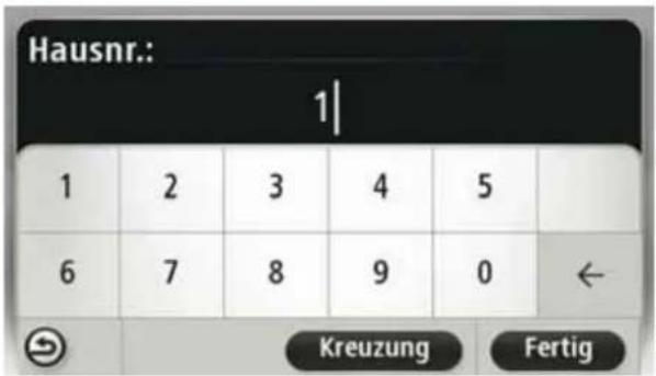 Hausnr.: 1| 1 2 3 4 5 6 7 8 9 0 ← Kreuzung Fertig