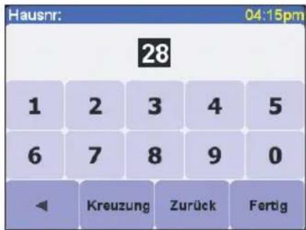 Hausnr: 04:15pm 28 1 2 3 4 5 6 7 8 9 0 Kreuzung Zurück Fertig