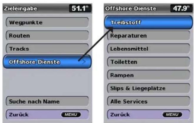 Zieleingabe 51.1m Wegpunkte Routen Tracks Offshore-Dienste Suche nach Name Zurück MENU Offshore-Dienste 47.9m Treibstoff Reparaturen Lebensmittel Toiletten Rampen Slips & Liegeplätze Alle Services Zurück MENU