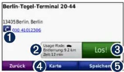 Berlin-Tegel-Terminal 20-44 13405 Berlin, Berlin 030 41012306 ① ② Usage Mode: Entferrung: 9.2 km Zeit: 12 min Los! ③ Zurück ④ Karte Speichem ⑤