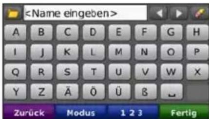 A B C D E F G H I J K L M N O P Q R S T U V W X Y Z Ä Ö Ü B L Zurück Modus 1 2 3 Fertig