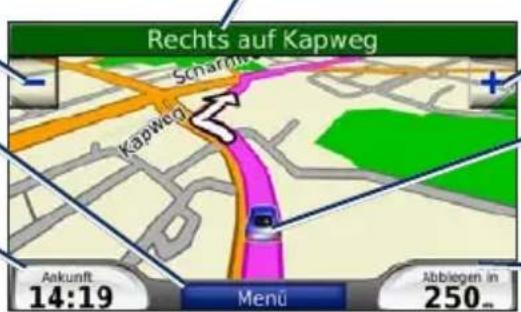 Rechts auf Kapweg Schränk Kapweg Ankunft 14:19 Menu Abbiegen in 250...