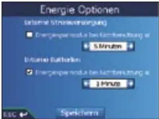 Energie Optionen Internal Strömsversorgung ■ Energiemode: a bis fällentermung w 5 Minuten Volume Dufferungen ■ Energiemode: a bis fällentermung w 3 Pinus ESC Speichem