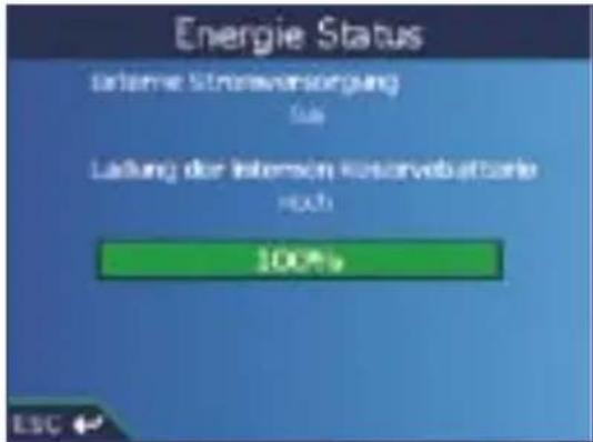 Energie Status Deutsche Ströversorgung für Laufung der Intensen Konservoafterie nach 100%