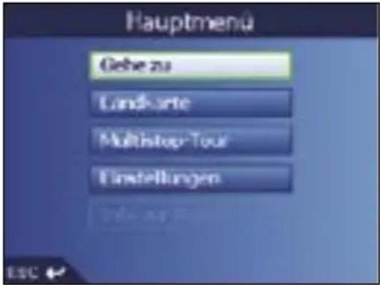 Hauptmenu Gebe zu Landwarte Multistop Tour Einstellungen ESC