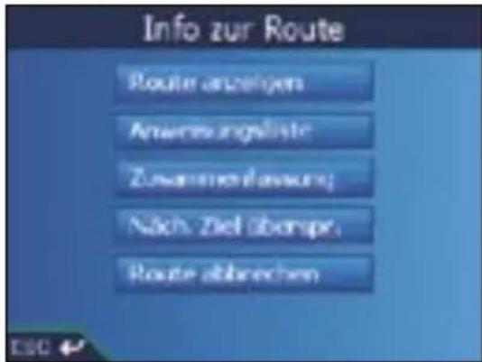 Info zur Route Route anzeigen Anwarts signifste Zusammenswirg Nach Ziel überse. Route abbrechen