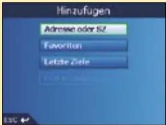 Hinzufügen Adresse oder SZ Favorite Letzte Ziele
