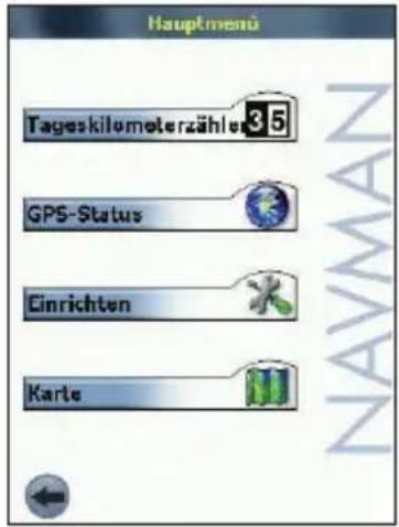 Hauptmenü Tageskilometerzählen 3 5 GPS-Status Einrichten Karte