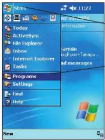 Start Today ActiveSync File Explorer Inbox Internet Explorer Tasks Programs Settings Find Help 11:27 Enter us, 2004 Information Harmin ingRoom-Takapou... nd messages New