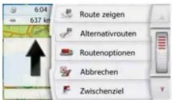 6:04 637 km Route zeigen Alternativrouten Routenoptionen Abbrechen Zwischenziel