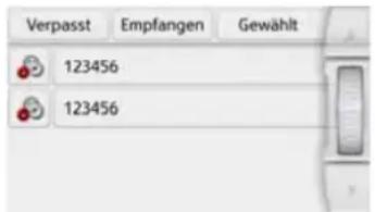 Verpasst Empfangen Gewählt 123456 123456