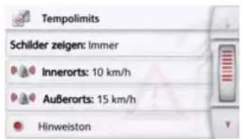 Tempolimits Schilder zeigen: Immer Innerorts: 10 km/h Außerorts: 15 km/h Hinweiston