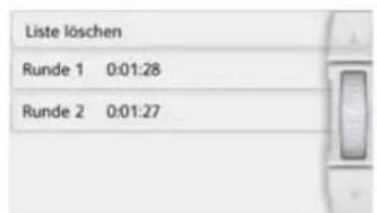 Liste löschen Runde 1 0:01:28 Runde 2 0:01:27