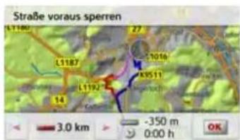Straße voraus sperren L1187 L1182 L1192 -3056 K5511 3.0 km -350 m 0:00 h OK