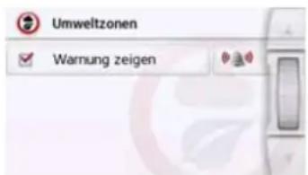 Umweltzonen Warnung zeigen