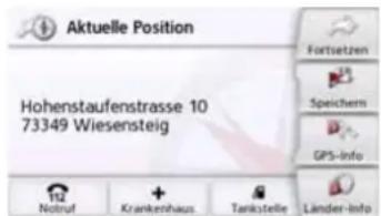 Aktuelle Position Hohenstaufenstrasse 10 73349 Wiesensteig Fortsetzen Speichern GPS-Info Notruf Krankenhaus Tankstelle Länder-Info