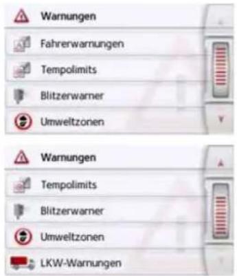 Warnungen Fahrerwarnungen Tempolimits Blitzerwarner Umweltzonen Warnungen Tempolimits Blitzerwarner Umweltzonen LKW-Warnungen