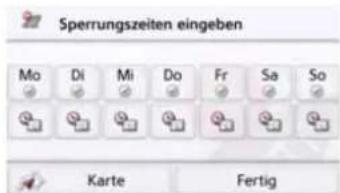 Sperrungszeiten eingeben Mo Di Mi Do Fr Sa So Karte Fertig