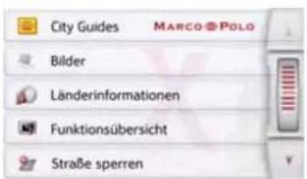 City Guides MARCO@POLO Bilder Länderinformationen Funktionsübersicht Straße sperren