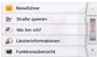 Reiseführer Straße sperren Wo bin ich? Länderinformationen Funktionsübersicht
