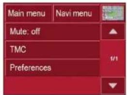 Main menu Mute: off TMC Preferences
