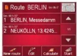 Route BERLIN 0m 00 h 00' 1 BERLIN, Messdamm 0m 00 h 00' 2 NEUKÖLLN, 13.4245... New route Edit Calculate Start