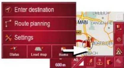 Enter destination Route planning Settings Status Load map Home 600 m LHEICH MAIN LANGENHE NORPEGER BACH