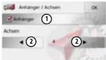 Anhänger / Achsen OK ✓ Anhänger ① Achsen ② ②