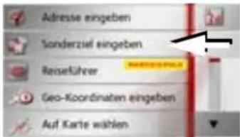 Adresse eingeben Sonderziel eingeben ReiseKührer Geo-Koordinaten eingeben Auf Karte wählen