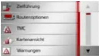 Zwirkung Routenoptionen TMC Kartenansichte Warmungen