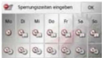 Sperrungszenten eingeben Mio Di Mi Do Fr Se So