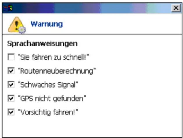 Hagenuk RouteFinder 300 EU - Meldungseinstellungen - 2