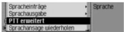 Spracheinträge Sprachausgabe PTT erweitert Sprachansage wiederholen