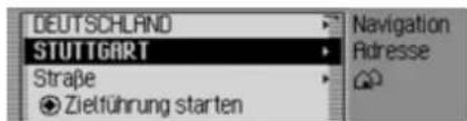 DEUTSCHLAND STUTTGART Straße Zielführung starten Navigation Adresse