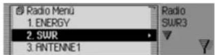 Radio Menu 1. ENERGY 2. SWR 3. ANTENNE1