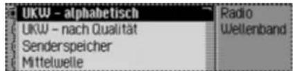 UKW - alphabetisch UKW - nach Qualität Senderspeicher Mittelwelle Radio Wellenband