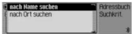nach Name suchen nach Ort suchen Addressbuch Suchkrit: