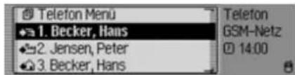 Telefon Menu 1. Becker, Hans 2. Jensen, Peter 3. Becker, Hans