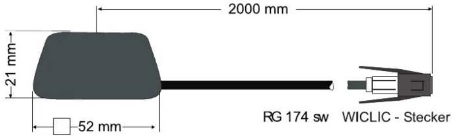 2000 mm 21 mm 52 mm RG 174 sw WICLIC - Stecker