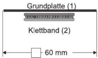 Grundplatte (1) Klettband (2) 60 mm