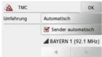 TMC OK Umfangung Automatisch Sender automatisch BAYERN 1 (92.1 MHz)