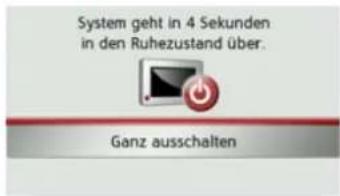 System geht in 4 Sekunden in den Ruhezustand über. Ganz ausschalten