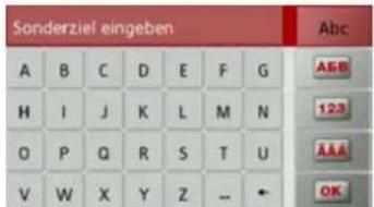 Sonderziel eingeben A B C D E F G Abc H I J K L M N ASEB O P Q R S T U 123 V W X Y Z -- + AAA OK